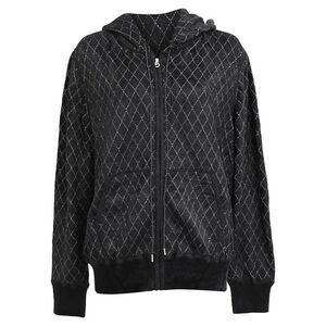 Chanel Quilted Pattern Hoodie in Black Viscose